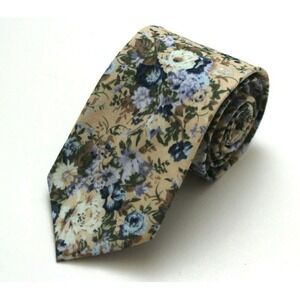 New Blue Grey Floral cotton Men's Necktie Skinny 2 1/2W 58L